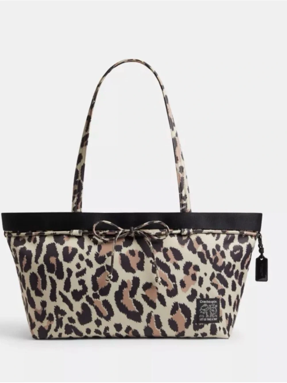 🤎🖤 Coach NWT Coachtopia Leopard Print Loop East/West Bow Tote Bag